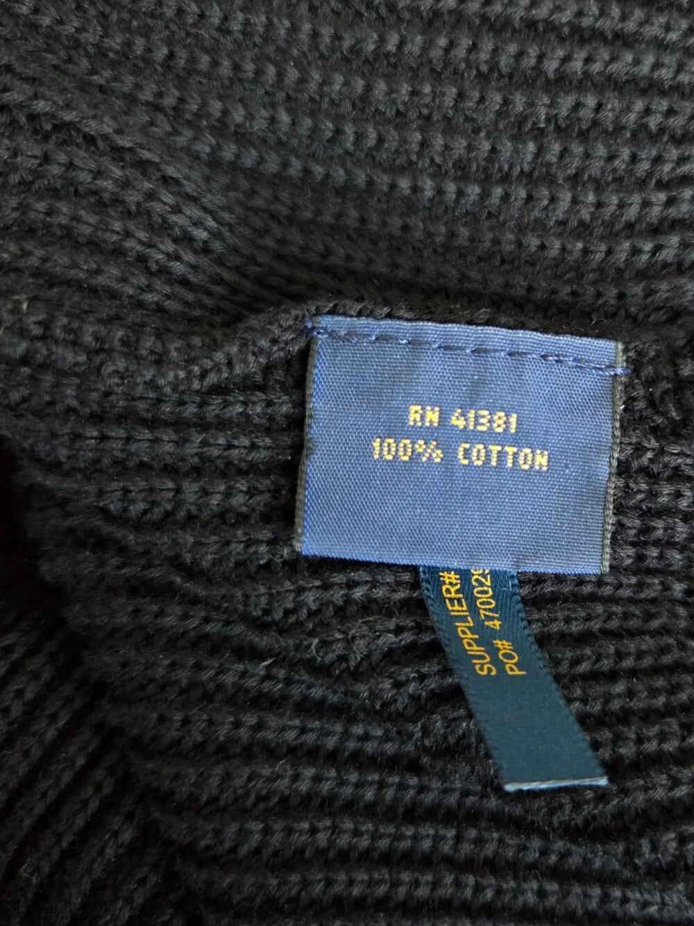 Polo Ralph Lauren Ribbed Cotton Turtleneck Black Size Small - Picture 3 of 4